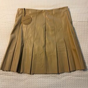Aaron & Amber Pleated Faux Leather Mini Skirt